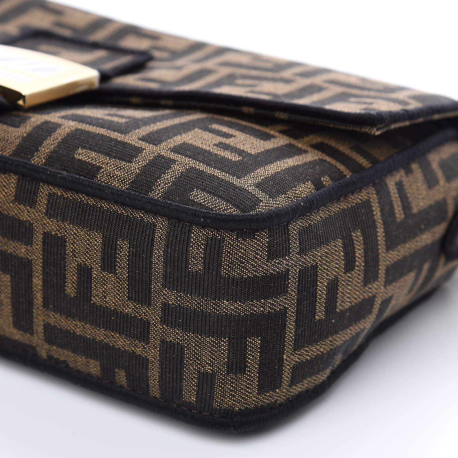 Fendi Fabric Jacquard FF 1974 Medium Baguette Tobacco Moro Black 7 of 7
