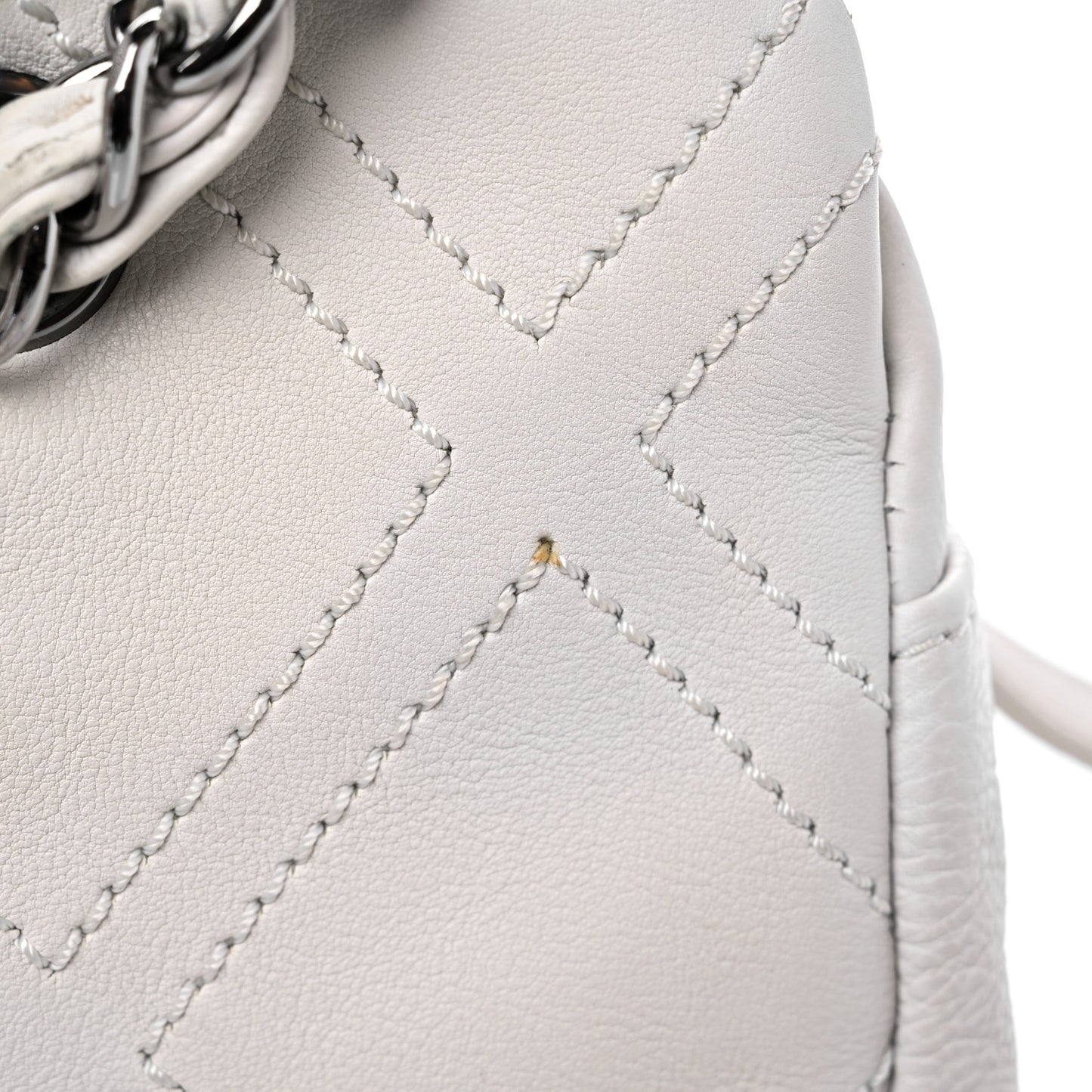 Calfskin Small Diamond Stitch Tote White