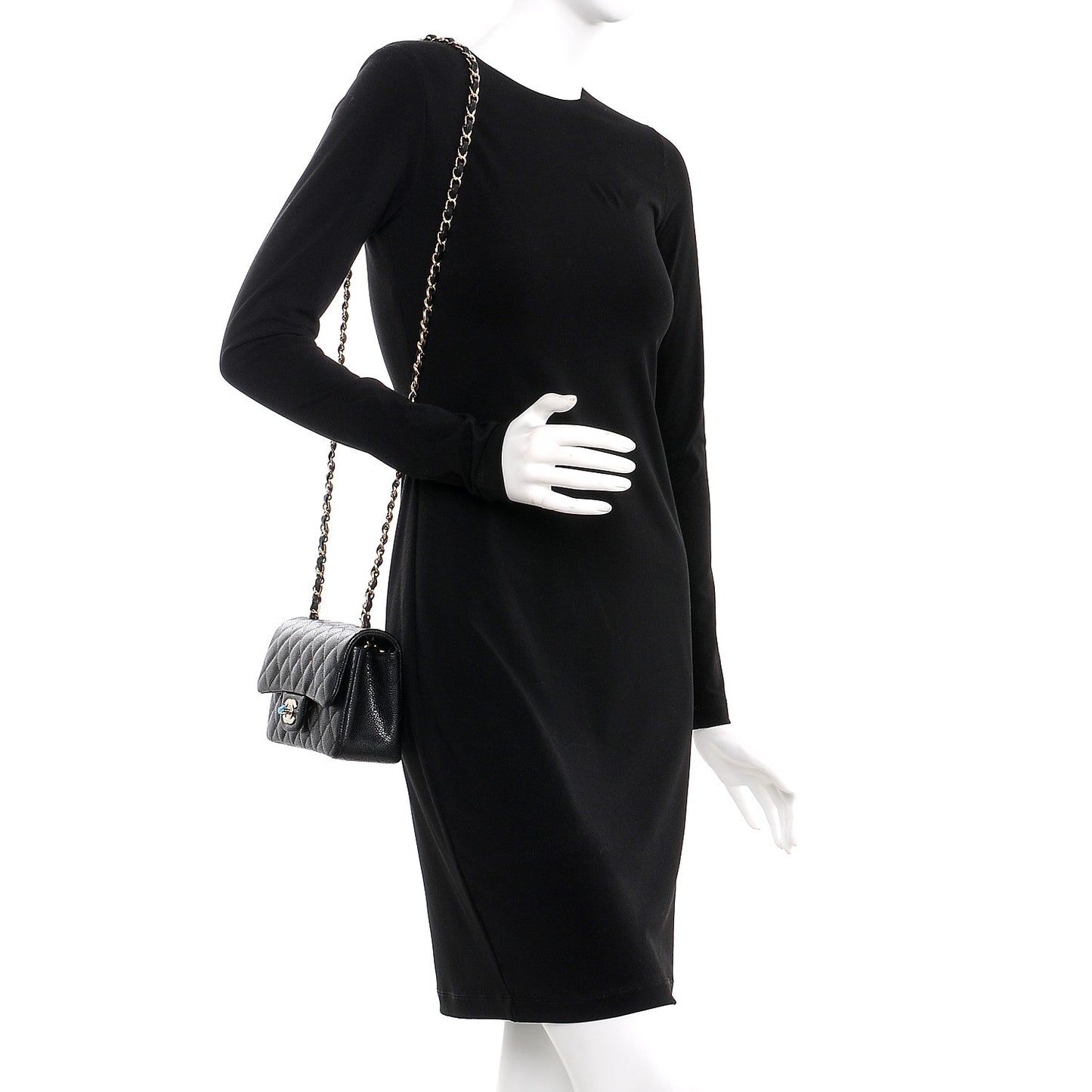 Caviar Quilted Mini Rectangular Flap Black