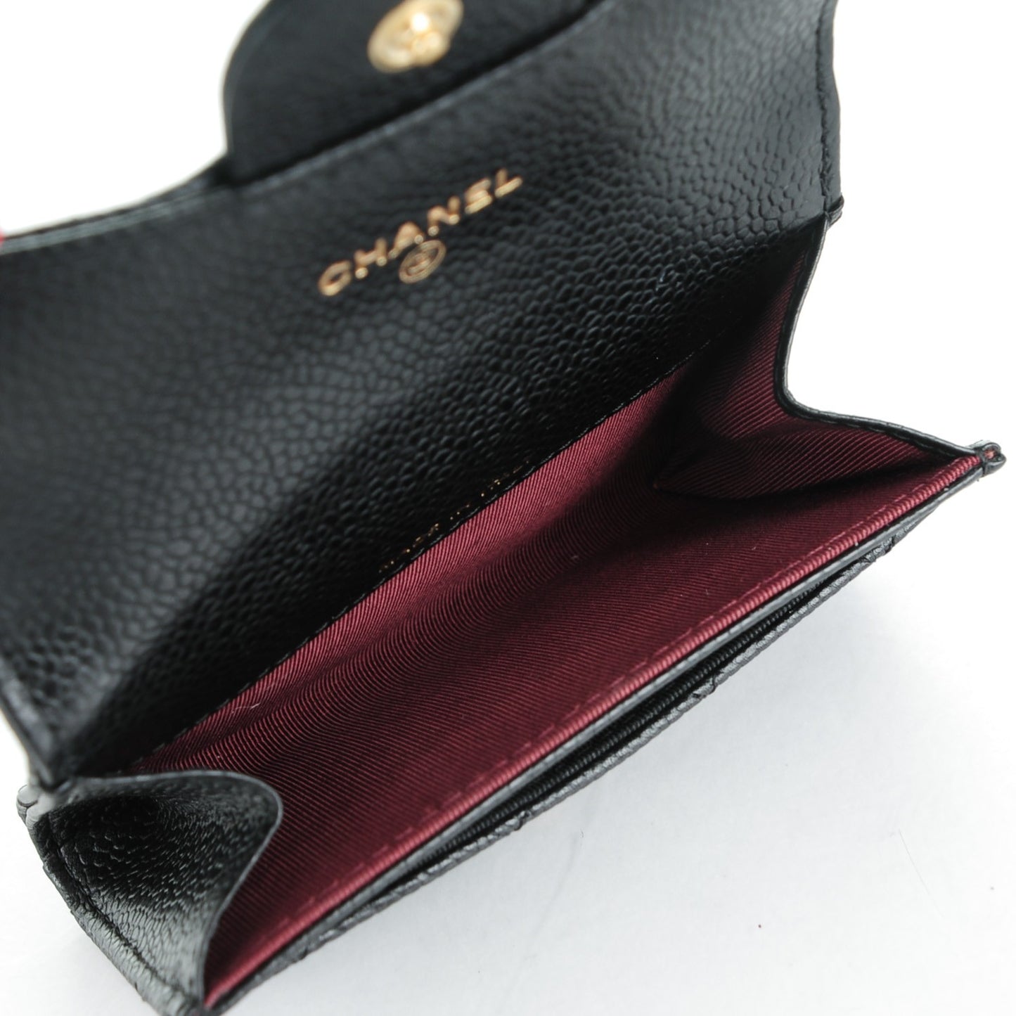 Caviar Quilted Flap Card Holder Black