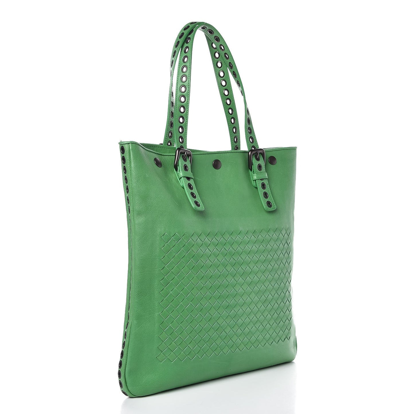 Calfskin Intrecciato Flat Tote Green