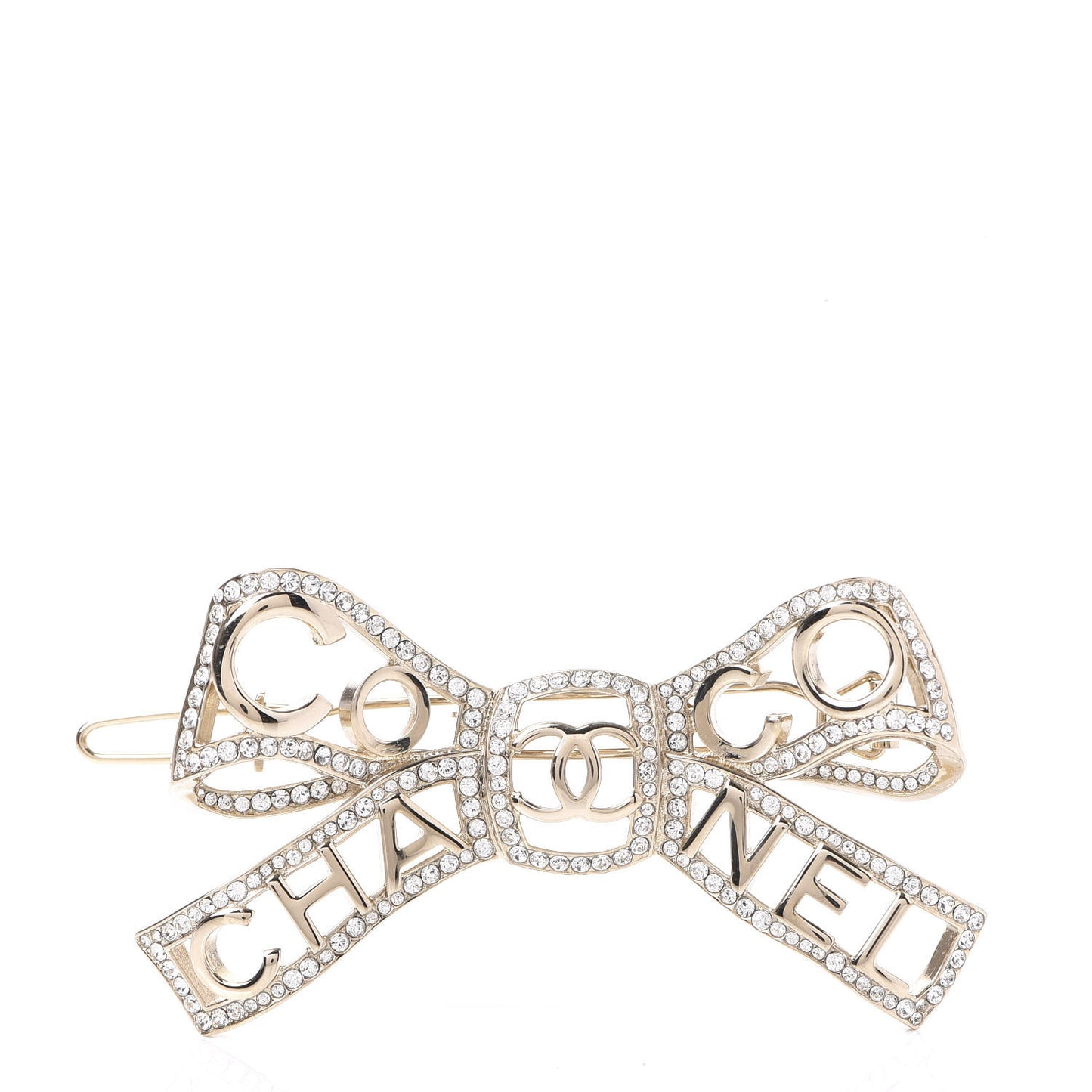 Metal Crystal Bow-tiful CC Hair Clip Gold