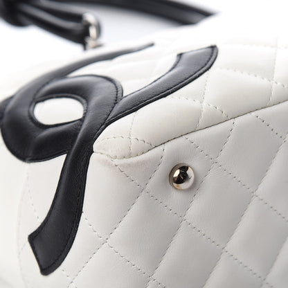 Chanel Calfskin Quilted Large Cambon Bowler White Black 8 of 14