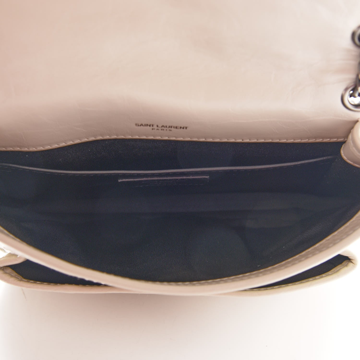 Saint Laurent Crinkled Calfskin Matelasse Monogram Baby Niki Chain Satchel Blanc Vintage 5 of 10