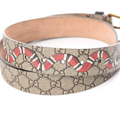 Gucci GG Supreme Monogram Selleria Calfskin Kingsnake 35mm Belt 90 36 Beige Ebony Multicolor Cocoa 5 of 6