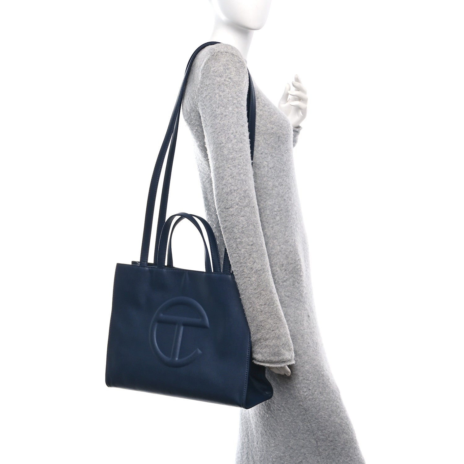 Telfar Vegan Leather Medium Shopping Bag Navy 3 of 9