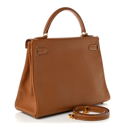 Hermes Courchevel Kelly Retourne 32 Gold 3 of 12