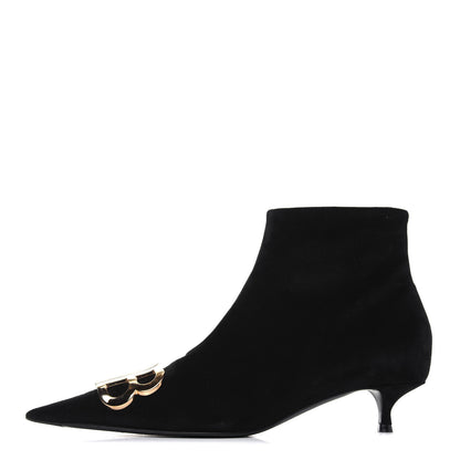 Balenciaga Velvet BB Pointy Toe Ankle Booties 38 Black Vintage 1 of 14