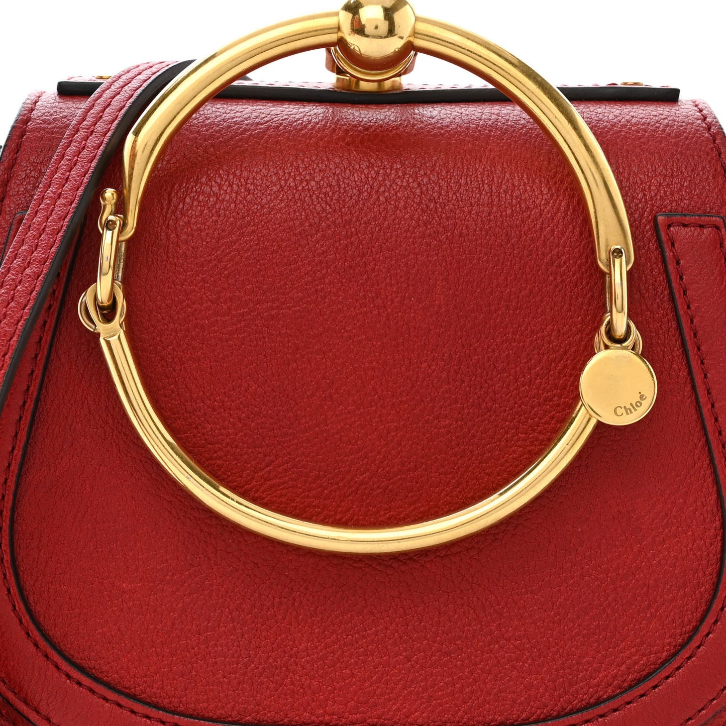 Calfskin Suede Small Nile Bracelet Bag Sepia Red