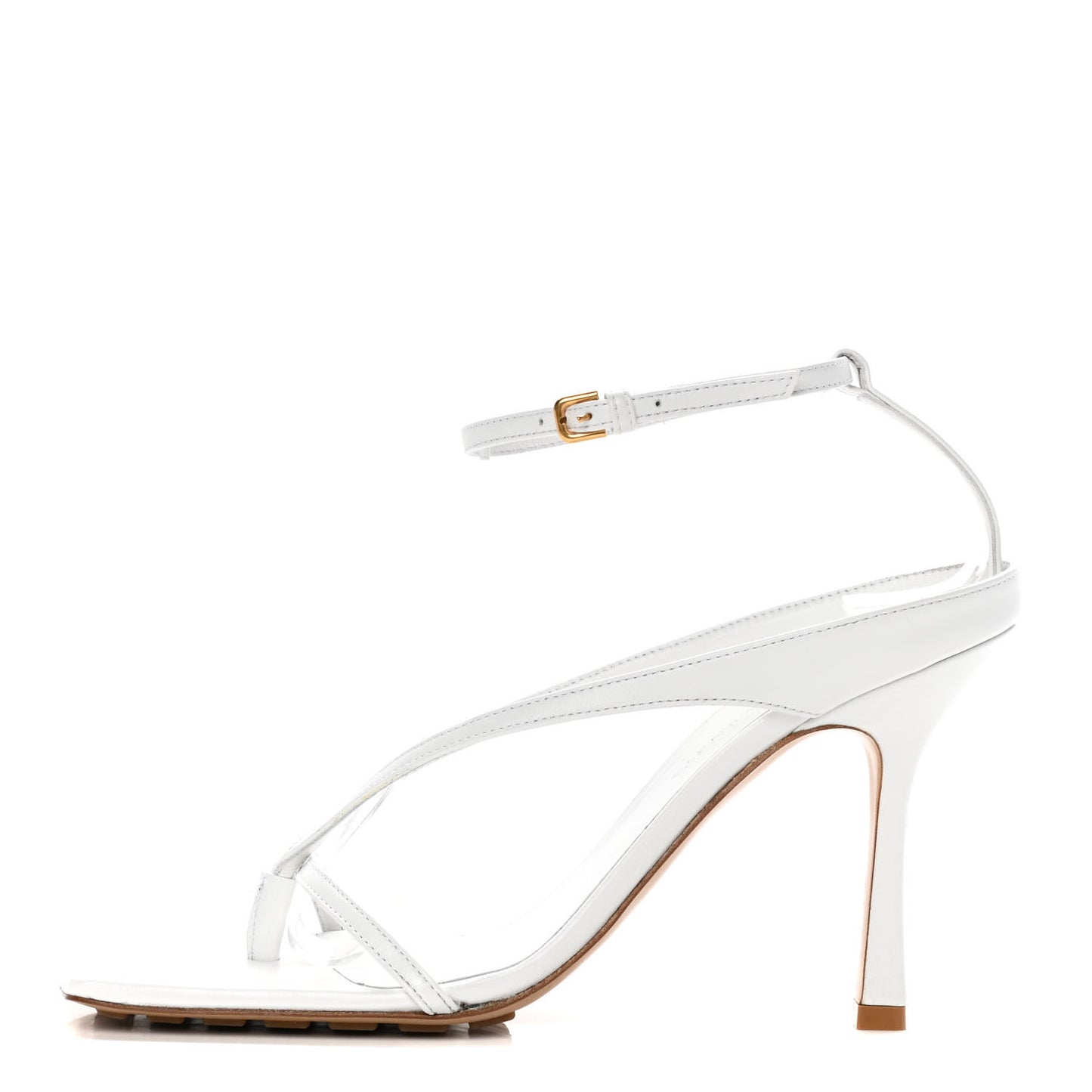 Lambskin Stretch Multi Strap 90mm Sandals 39.5 Optic White