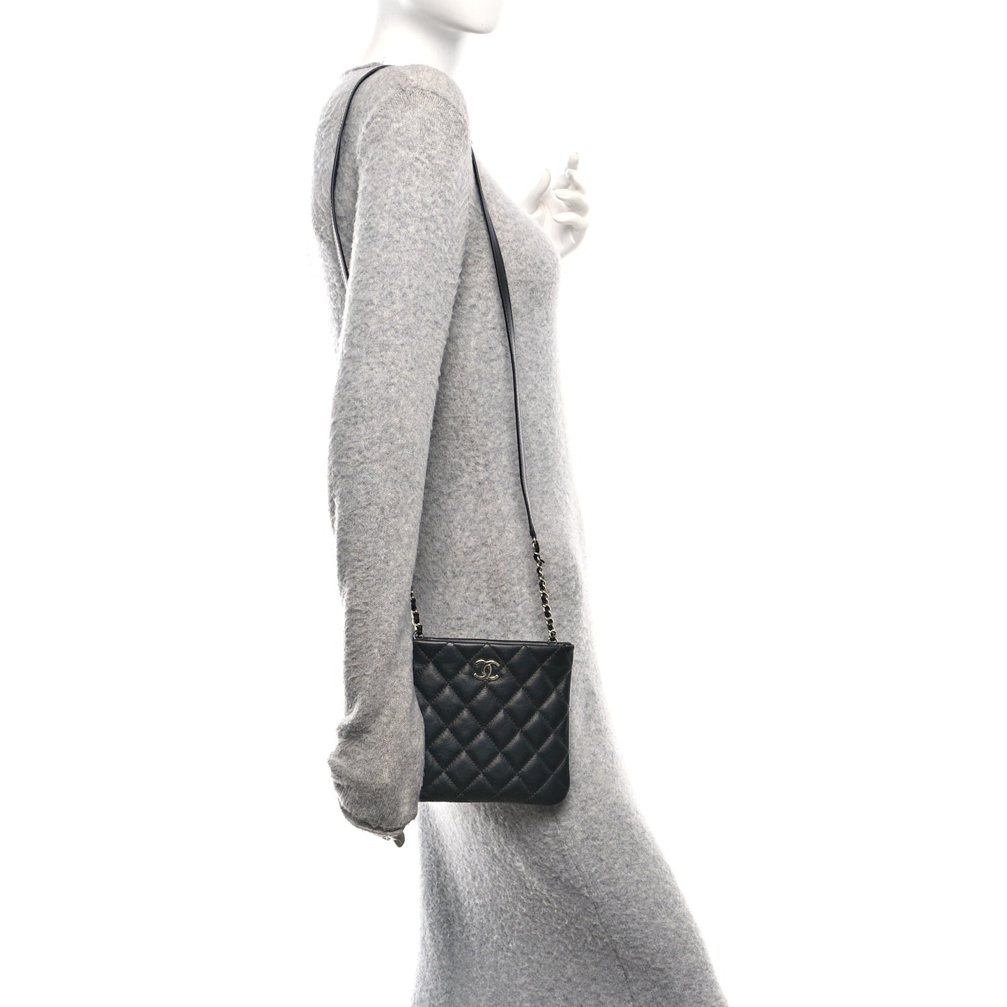 Calfskin Quilted Crossbody Bag Black