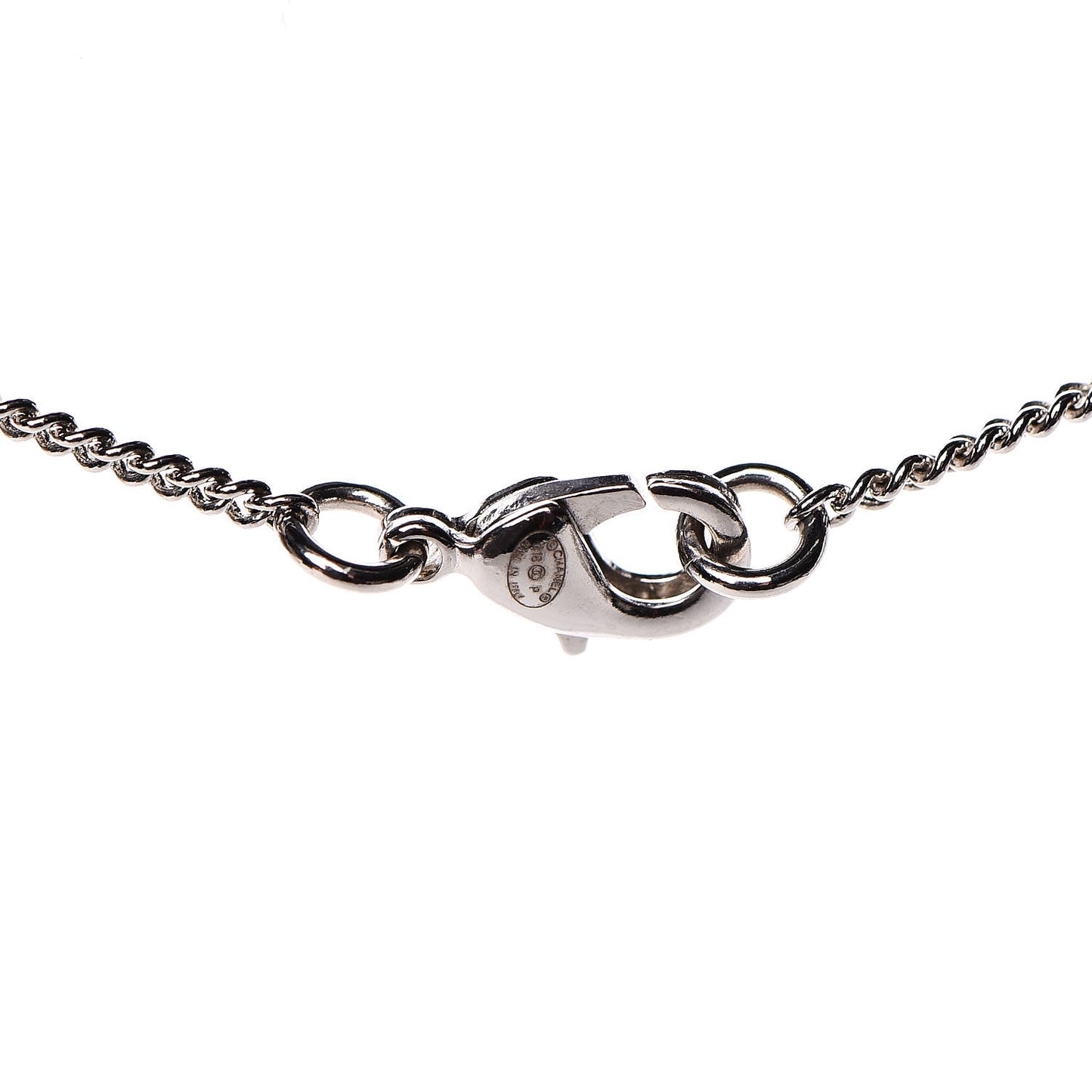 Crystal CC Bow Necklace Silver