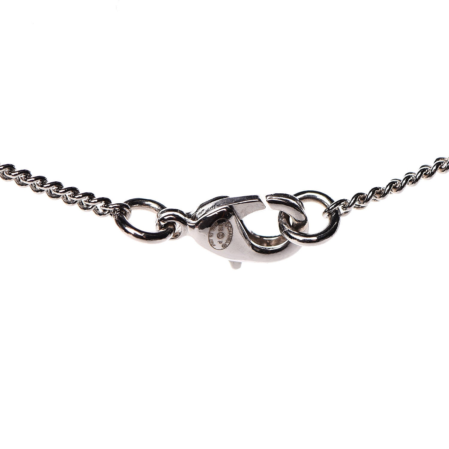 Chanel Crystal CC Bow Necklace Silver 4 of 5