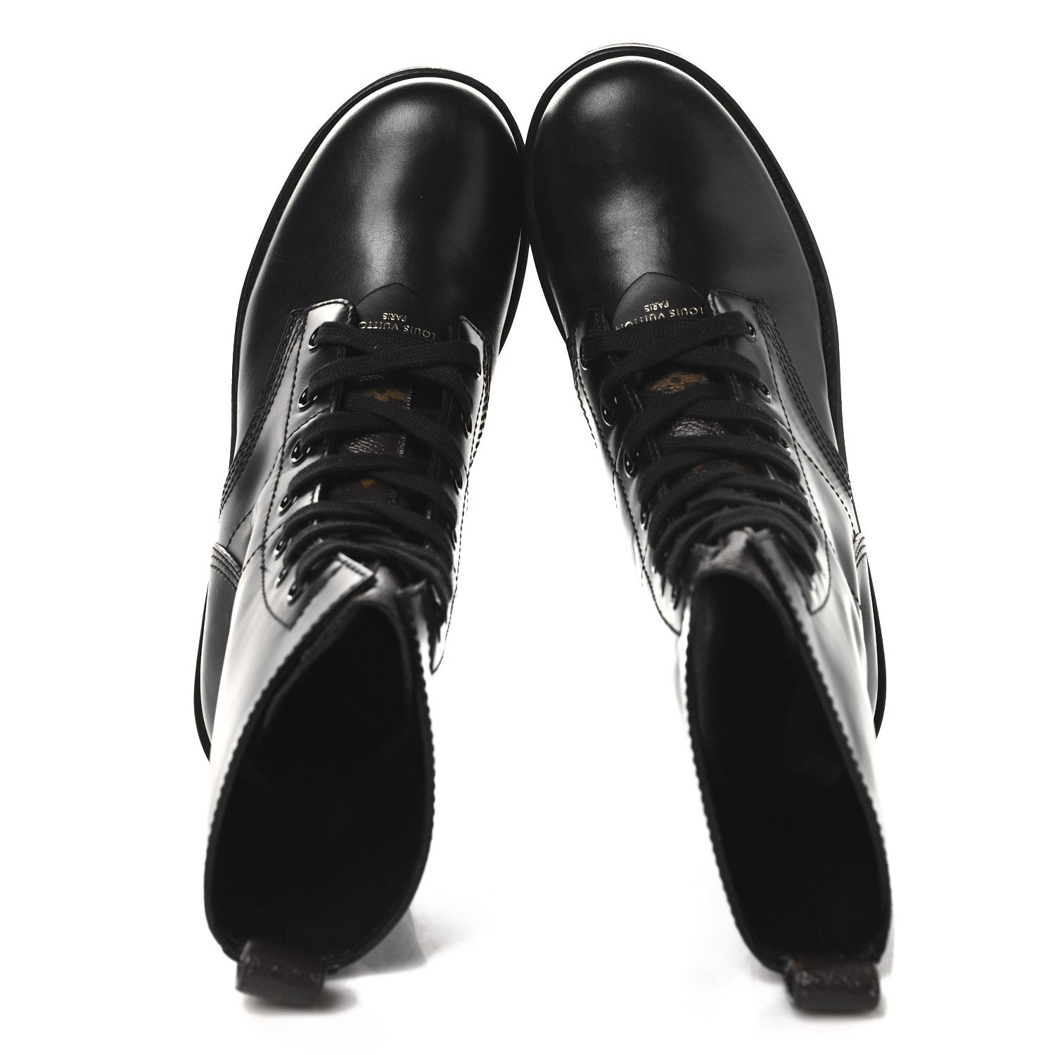 Louis Vuitton Calfskin Monogram Metropolis Flat Ranger Boots 39 Black 2 of 9