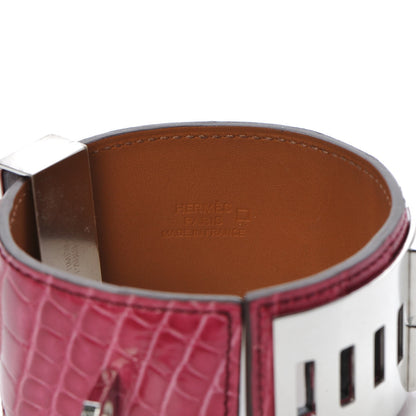 Hermes Shiny Alligator Collier De Chien CDC Bracelet S Framboise 8 of 9