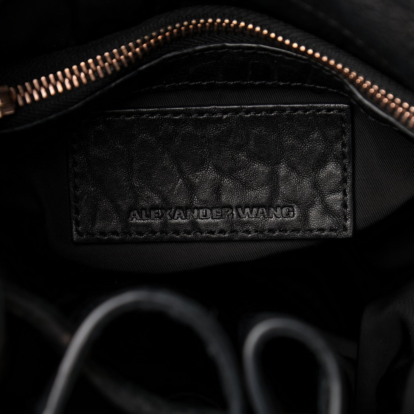 Pebbled Lambskin Diego Bucket Black Rose Gold Hardware