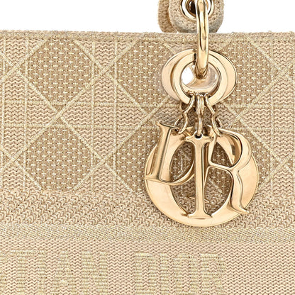 Christian Dior Canvas Embroidered Cannage Medium Lady D-Lite Beige 9 of 17