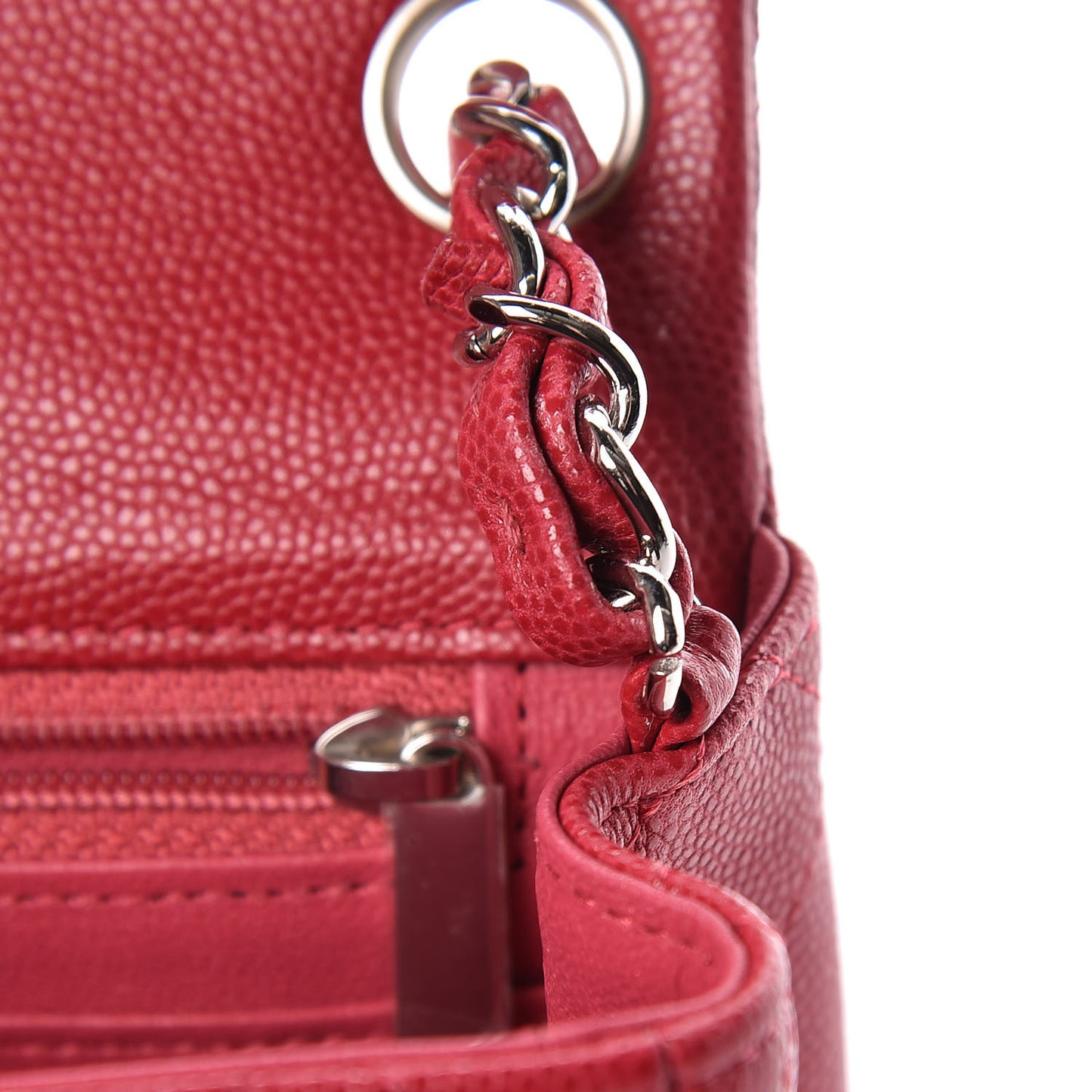 Caviar Quilted Mini Square Flap Dark Pink