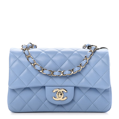 Chanel Lambskin Quilted Mini Rectangular Flap Light Blue 1 of 9