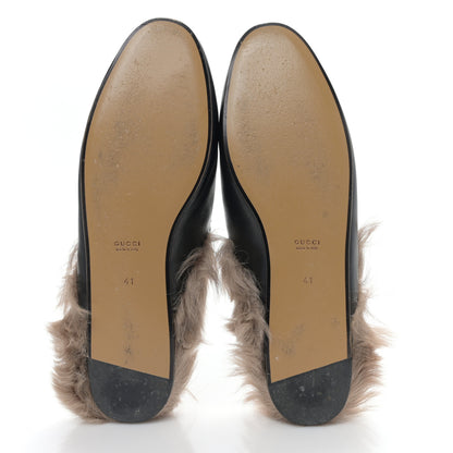 Gucci Calfskin Fur Womens Princetown Slippers 41 Black 5 of 7