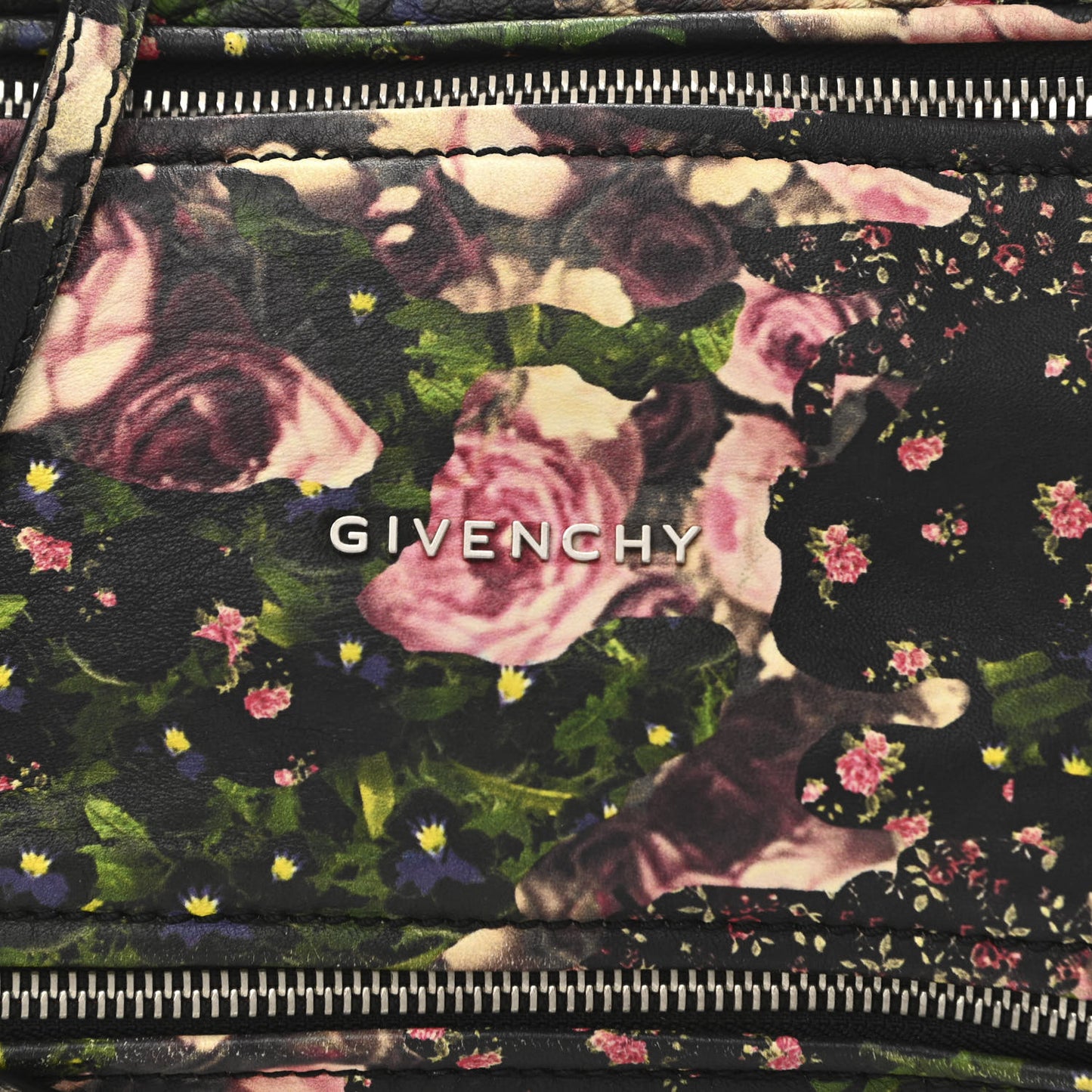 Lambskin Roses Camouflage Print Mini Pandora Black