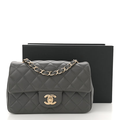 Chanel Lambskin Quilted Mini Rectangular Flap Dark Grey 11 of 11