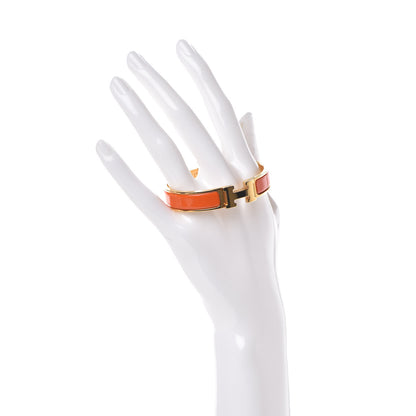 Hermes Enamel Narrow Clic Clac H Bracelet PM Orange 2 of 7