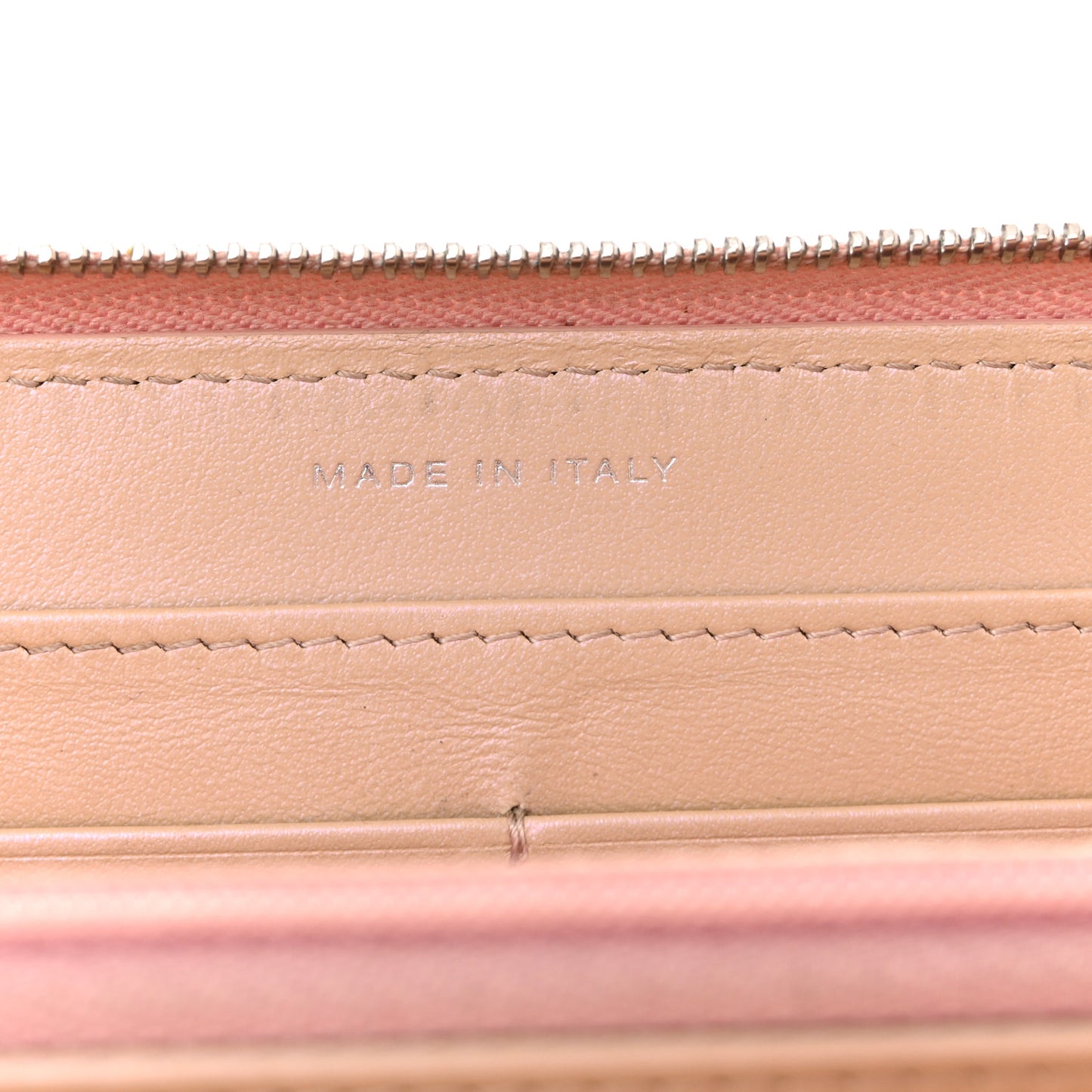 Iridescent Lambskin Quilted Large Gusset Zip Around Wallet Pink