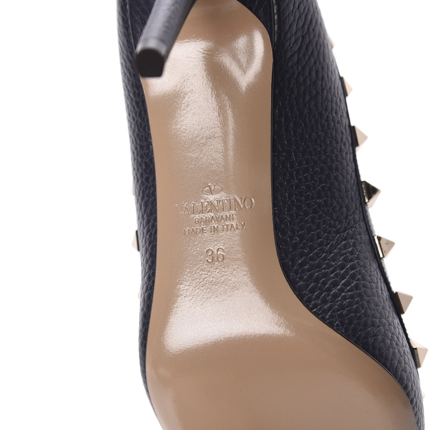 Valentino Garavani Pebbled Calfskin Rockstud 85mm Pumps 36 Marine 6 of 9