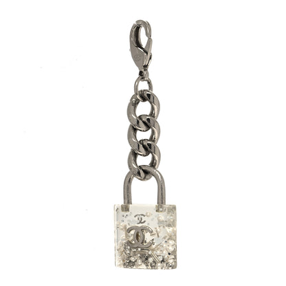 Chanel Resin CC Padlock Bag Charm Silver Transparent 1 of 3