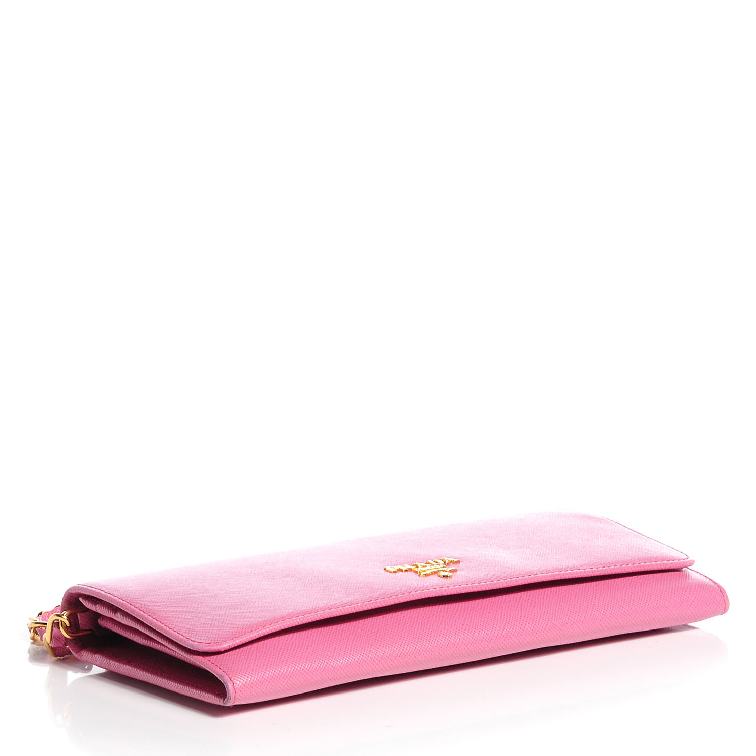 Prada Saffiano Metal Oro Chain Wallet Geranio 4 of 9