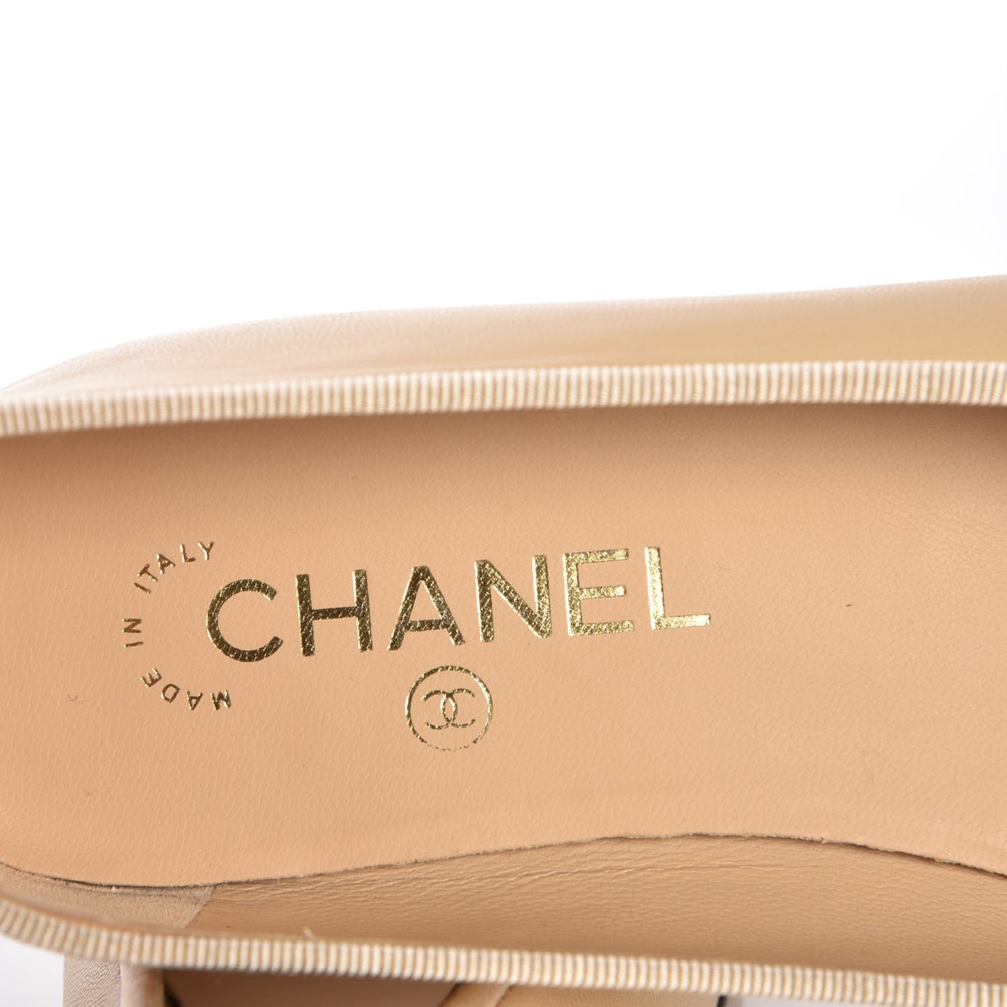 Lambskin Cap Toe Ballerina Flats 37 Beige Black