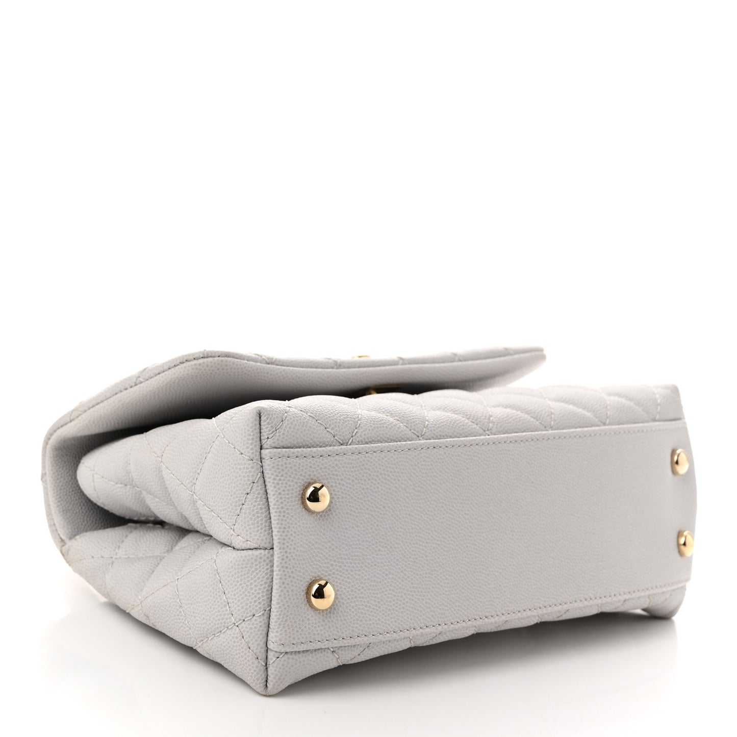 Caviar Quilted Mini Coco Handle Flap Light Grey