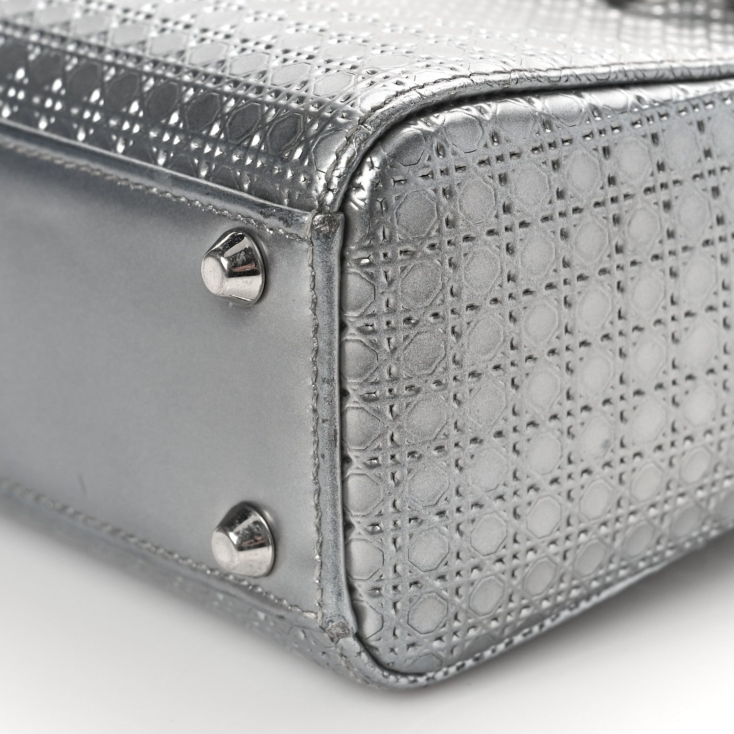 Christian Dior Metallic Patent Micro-Cannage Mini Lady Dior Silver 8 of 9