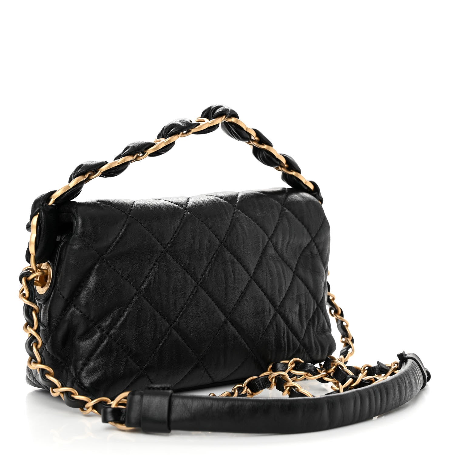 Chanel Crumpled Lambskin Quilted Small CC Links Shoulder Bag Black 3 of 11