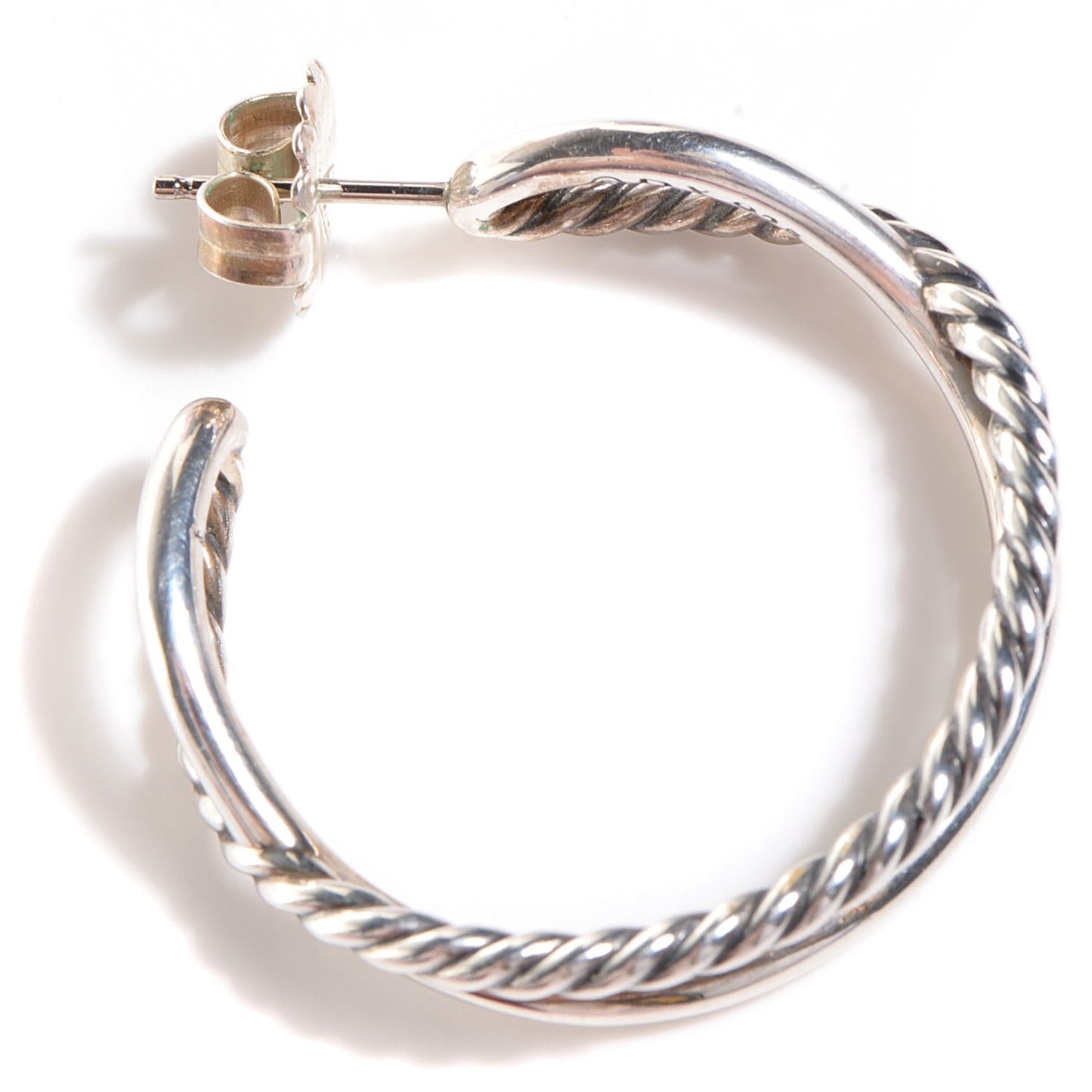 Sterling Silver 34mm Crossover Cable Hoop Earrings