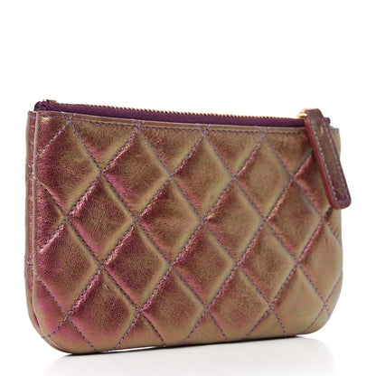 Chanel Iridescent Lambskin Quilted Small Cosmetic Case Purple 2 of 7