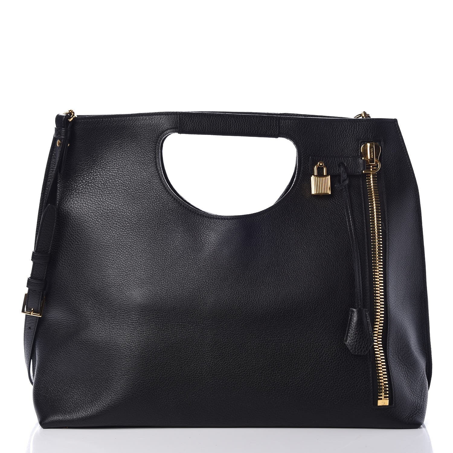 Tom Ford Ramskin Large Alix Padlock Zip Shoulder Bag Black 3 of 7