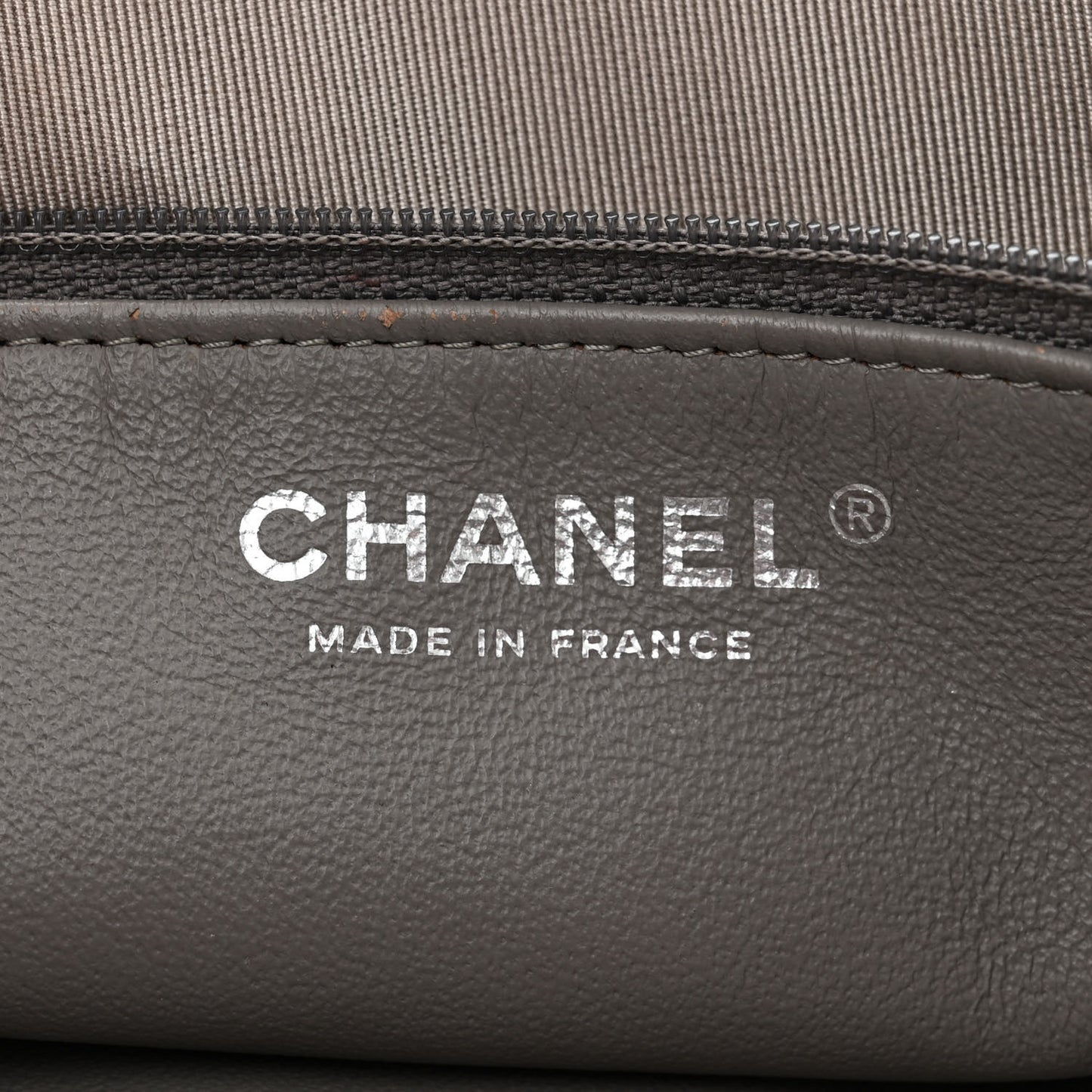 Iridescent Calfskin CC East West Shopping Tote Light Grey