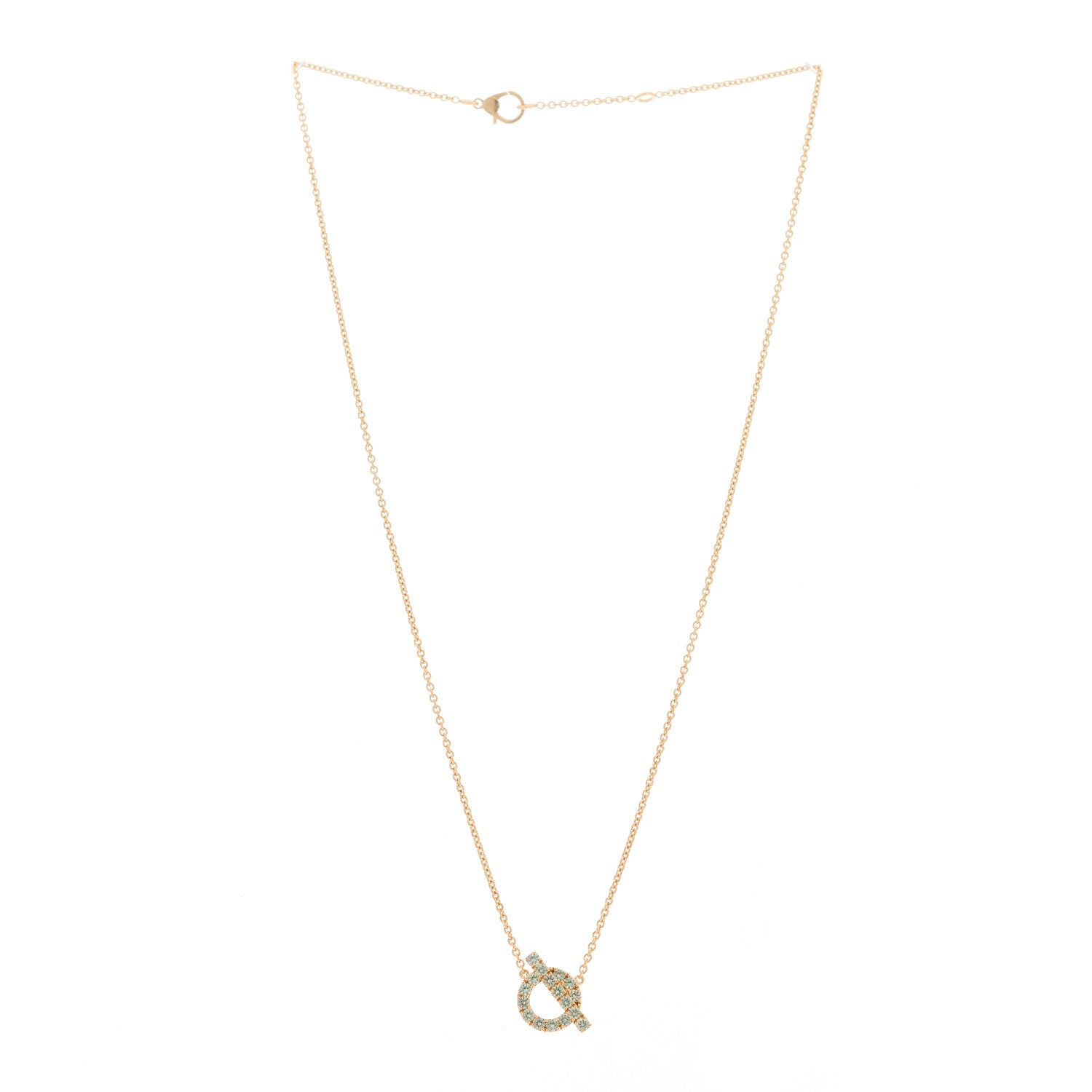Hermes 18K Rose Gold Green Sapphire Finesse Pendant Necklace 2 of 6