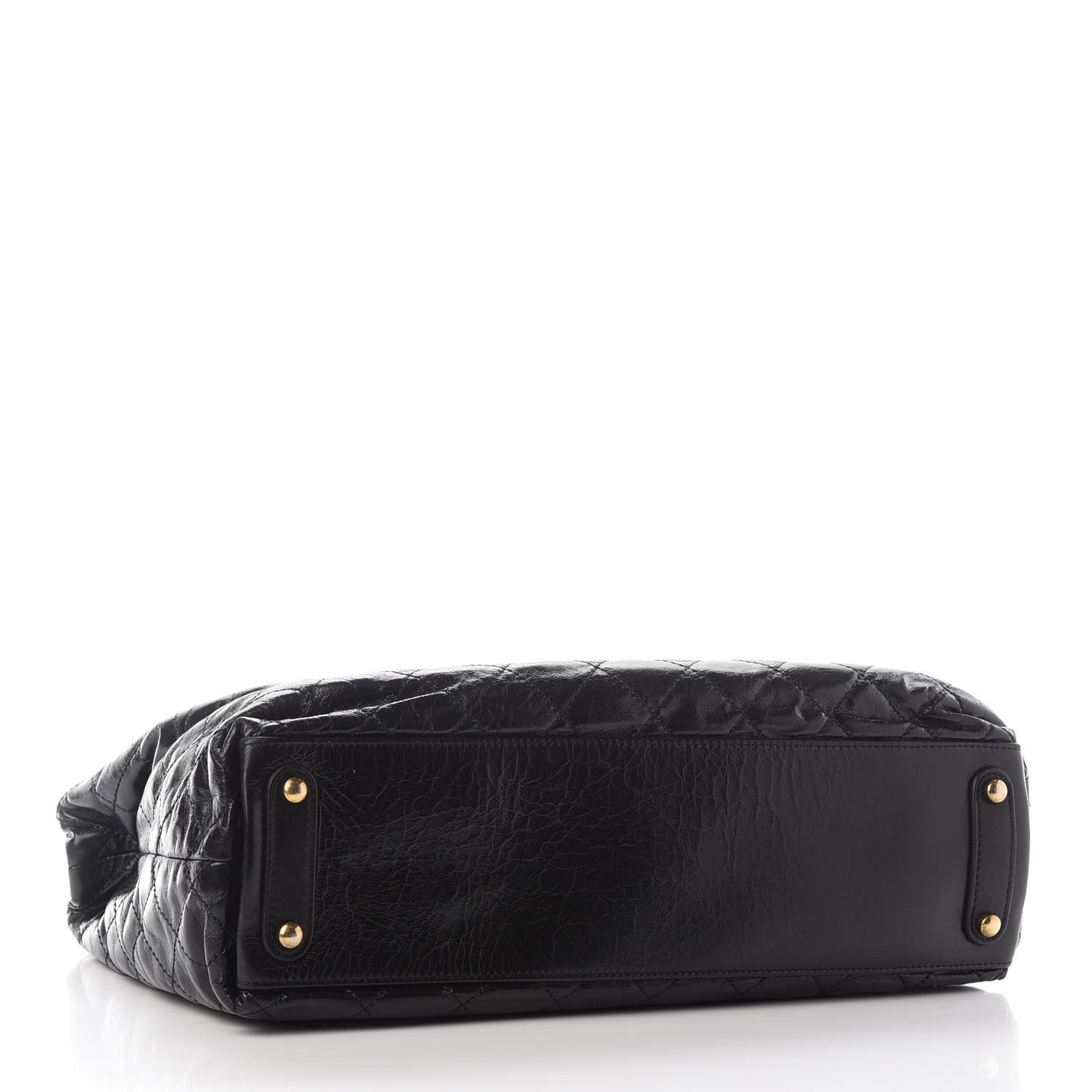 Glazed Calfskin Stingray Large Bindi CC Tote Black
