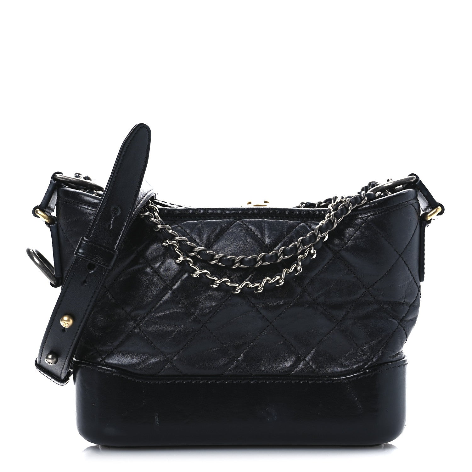 Chanel Aged Calfskin Quilted Small Gabrielle Hobo Black 8 of 12