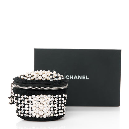Chanel Tweed Pearl Lambskin Quilted Arm Coin Purse Black 11 of 11