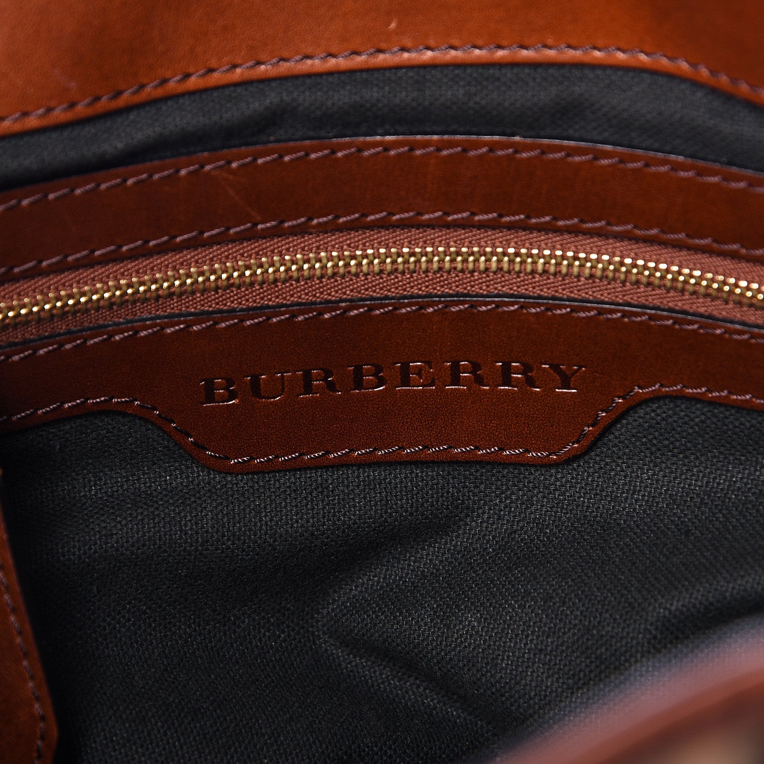 Burberry House Check Bridle Calfskin Medium Lynher Tote Dark Tan 6 of 21