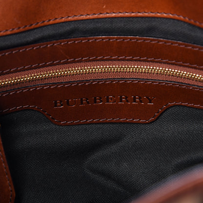 Burberry House Check Bridle Calfskin Medium Lynher Tote Dark Tan 6 of 21