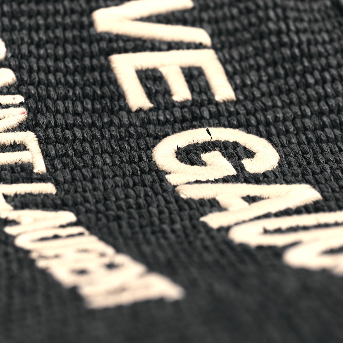 Raffia Linen Calfskin Rive Gauche Tote Black