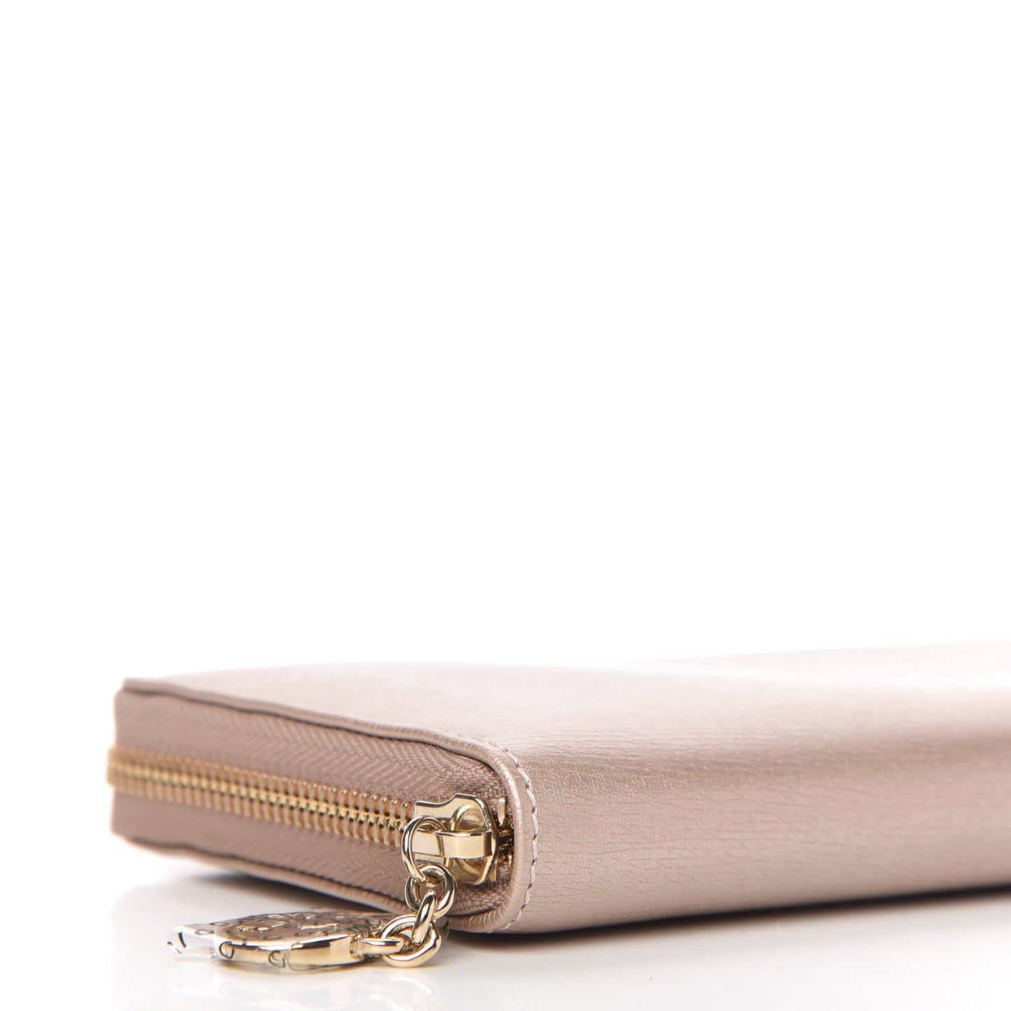 Metallic Shangai Calfskin Lovely Zip Around Wallet Dark Shell