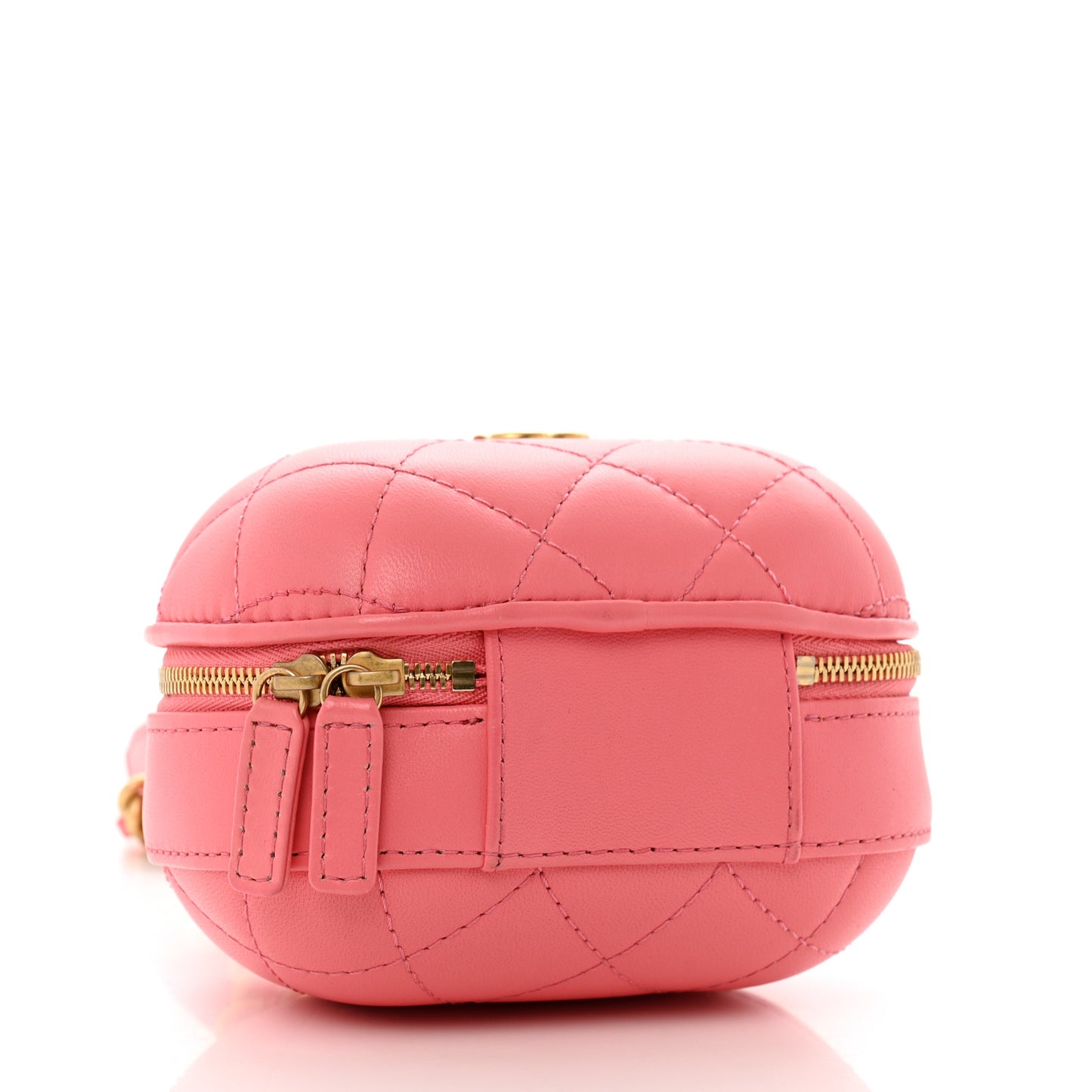 Lambskin Quilted CC Bubble Vanity Case With Chain Pink