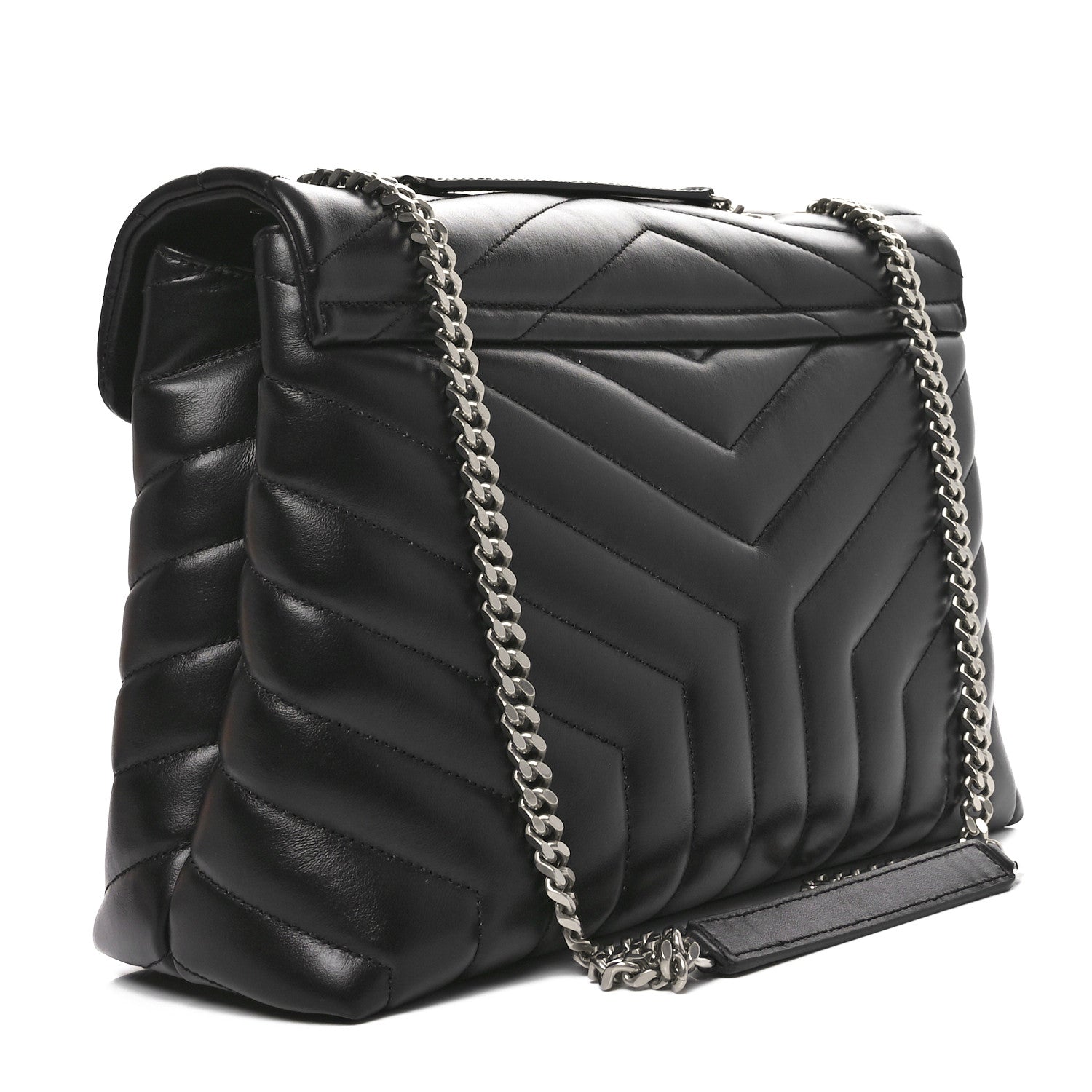 Saint Laurent Calfskin Y Quilted Monogram Medium Loulou Chain Satchel Black 3 of 10