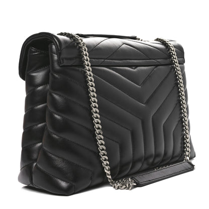 Saint Laurent Calfskin Y Quilted Monogram Medium Loulou Chain Satchel Black 3 of 10